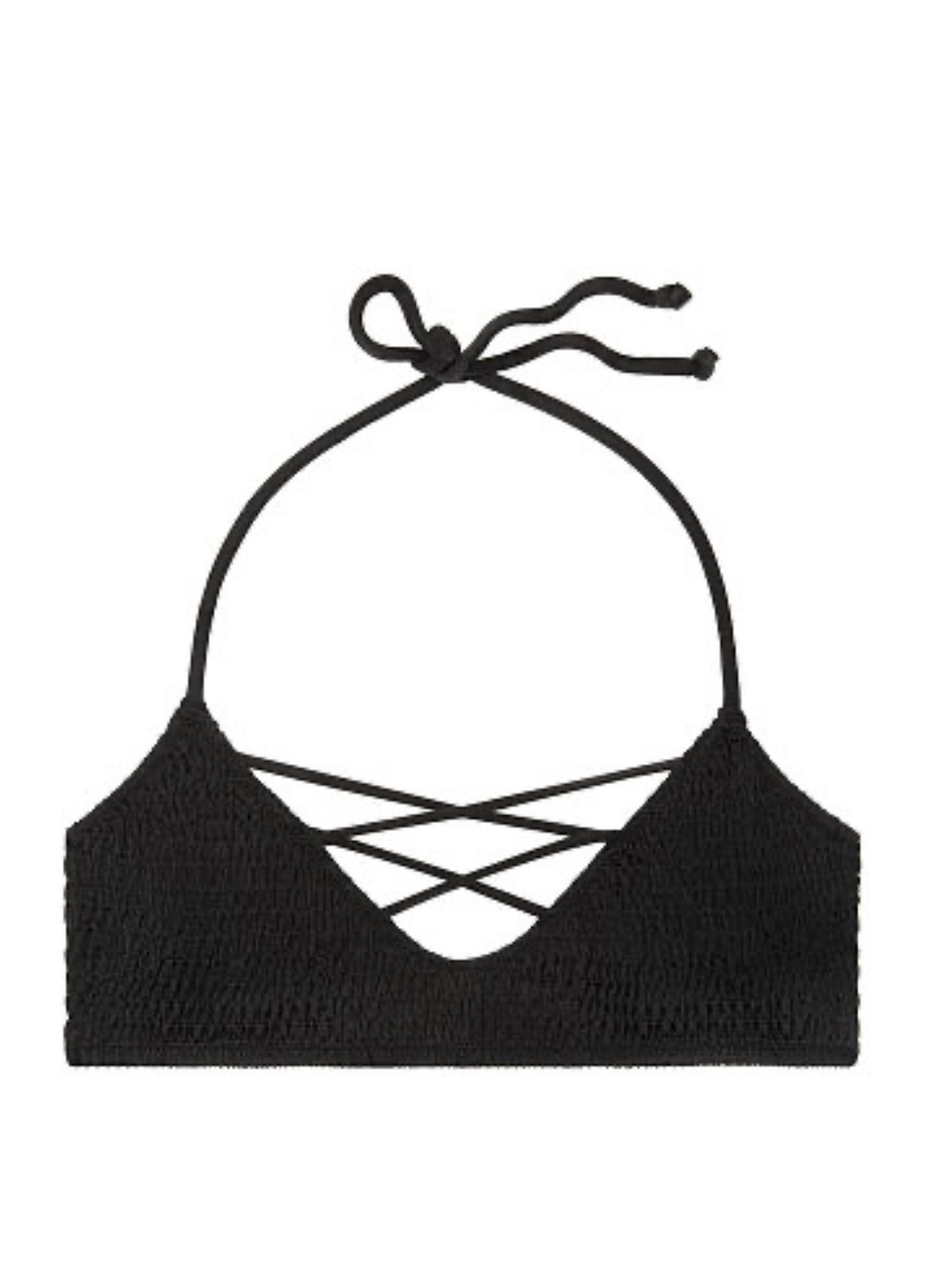 PINK Victoria’s Secret Black Crisscross Halter Swim Top Size L
